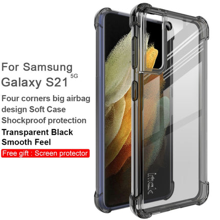 For Samsung Galaxy S21 5G IMAK All-inclusive Shockproof Airbag TPU Case with Screen Protector(Transparent Black)-garmade.com