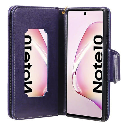 For Galaxy Note 10 Woman and Cat Embossed Horizontal Flip Leather Case, with Wallet & Holder & Card Slots & Photo Frame & Mirror & Lanyard(Purple)-garmade.com