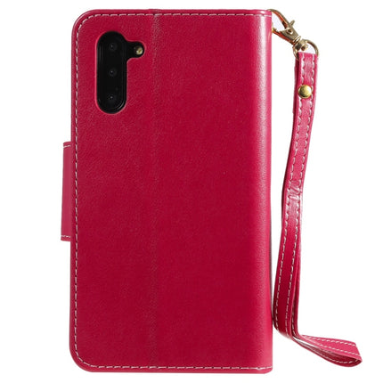 For Galaxy Note 10 Woman and Cat Embossed Horizontal Flip Leather Case, with Wallet & Holder & Card Slots & Photo Frame & Mirror & Lanyard(Red)-garmade.com