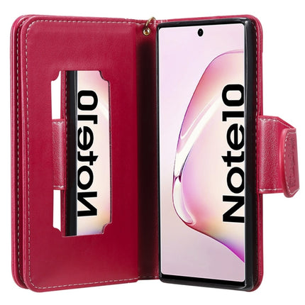 For Galaxy Note 10 Woman and Cat Embossed Horizontal Flip Leather Case, with Wallet & Holder & Card Slots & Photo Frame & Mirror & Lanyard(Red)-garmade.com