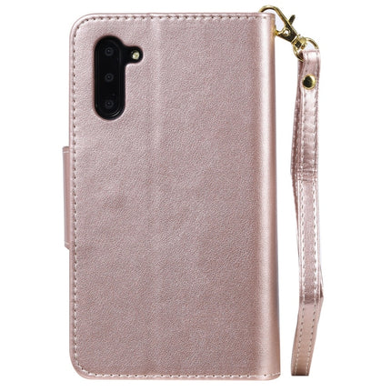For Galaxy Note 10 Woman and Cat Embossed Horizontal Flip Leather Case, with Wallet & Holder & Card Slots & Photo Frame & Mirror & Lanyard(Rose Gold)-garmade.com