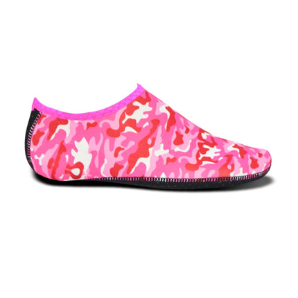 Non-slip Plastic Grain Texture Thick Cloth Sole Printing Diving Shoes and Socks, One Pair(Rose Red Figured)-garmade.com