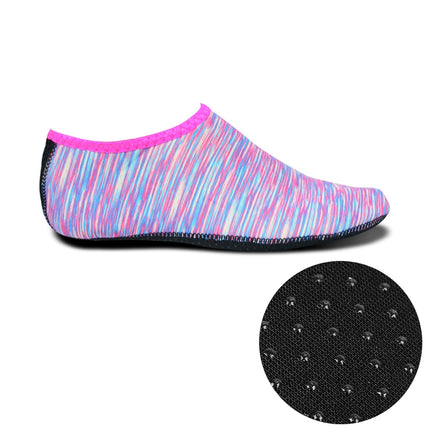 Non-slip Plastic Grain Texture Thick Cloth Sole Printing Diving Shoes and Socks, One Pair(Purple Lines)-garmade.com