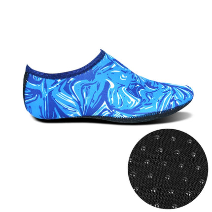 Non-slip Plastic Grain Texture Thick Cloth Sole Printing Diving Shoes and Socks, One Pair(Blue Figured)-garmade.com