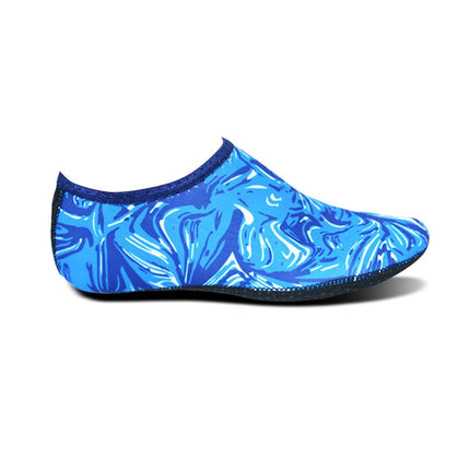 Non-slip Plastic Grain Texture Thick Cloth Sole Printing Diving Shoes and Socks, One Pair(Blue Figured)-garmade.com