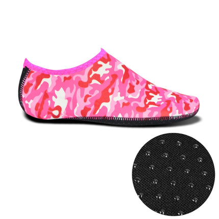 Non-slip Plastic Grain Texture Thick Cloth Sole Printing Diving Shoes and Socks, One Pair, Size:S (Rose Red Figured)-garmade.com