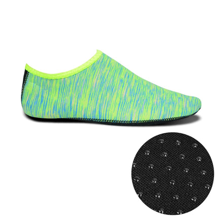 Non-slip Plastic Grain Texture Thick Cloth Sole Printing Diving Shoes and Socks, One Pair, Size:M (Green Lines)-garmade.com