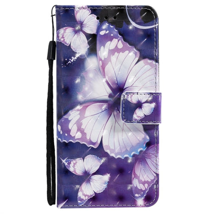 For iPhone 11 Pro Max 3D Painted Pattern Horizontal Flip Leather Case, with Wallet & Holder & Card Slots & Lanyard(Purple Butterfly)-garmade.com
