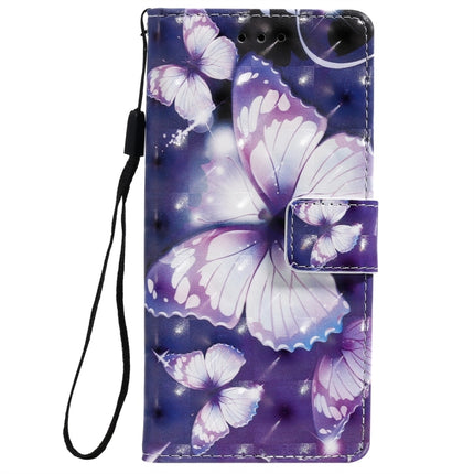 For Galaxy Note 10 3D Painted Pattern Horizontal Flip Leather Case, with Wallet & Holder & Card Slots & Lanyard(Purple Butterfly)-garmade.com