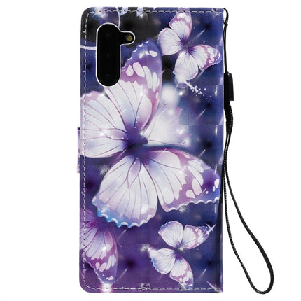 For Galaxy Note 10 3D Painted Pattern Horizontal Flip Leather Case, with Wallet & Holder & Card Slots & Lanyard(Purple Butterfly)-garmade.com