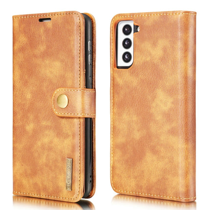 For Samsung Galaxy S21 5G DG.MING Crazy Horse Texture Flip Detachable Magnetic Leather Case with Holder & Card Slots & Wallet(Brown)-garmade.com