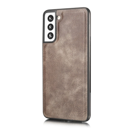 For Samsung Galaxy S21 5G DG.MING Crazy Horse Texture Flip Detachable Magnetic Leather Case with Holder & Card Slots & Wallet(Grey)-garmade.com