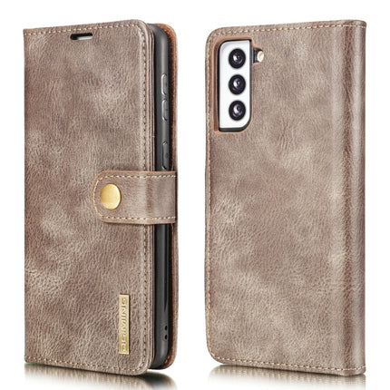 For Samsung Galaxy S21 5G DG.MING Crazy Horse Texture Flip Detachable Magnetic Leather Case with Holder & Card Slots & Wallet(Grey)-garmade.com