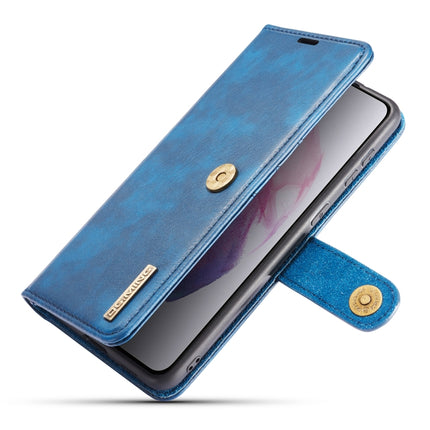 For Samsung Galaxy S21 5G DG.MING Crazy Horse Texture Flip Detachable Magnetic Leather Case with Holder & Card Slots & Wallet(Blue)-garmade.com