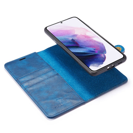 For Samsung Galaxy S21 5G DG.MING Crazy Horse Texture Flip Detachable Magnetic Leather Case with Holder & Card Slots & Wallet(Blue)-garmade.com