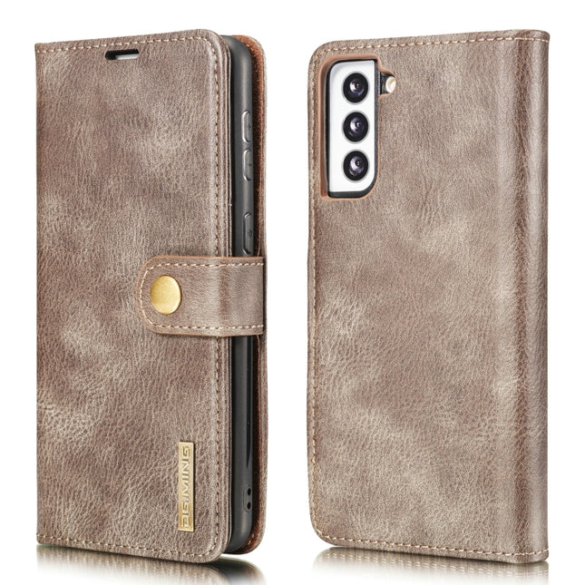 For Samsung Galaxy S21+ 5G DG.MING Crazy Horse Texture Flip Detachable Magnetic Leather Case with Holder & Card Slots & Wallet(Grey)-garmade.com