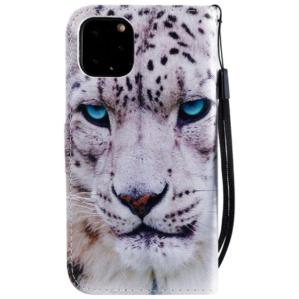 For iPhone 11 Pro Painted Pattern Horizontal Flip Leather Case, with Wallet & Holder & Card Slots & Lanyard(White Leopard)-garmade.com
