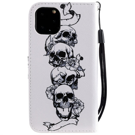 For iPhone 11 Pro Painted Pattern Horizontal Flip Leather Case, with Wallet & Holder & Card Slots & Lanyard(Skull)-garmade.com