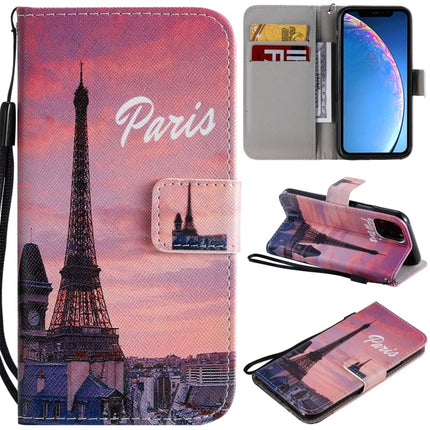 For iPhone 11 Pro Painted Pattern Horizontal Flip Leather Case, with Wallet & Holder & Card Slots & Lanyard(Tower)-garmade.com