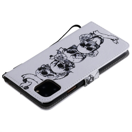 For iPhone 11 Pro Max Painted Pattern Horizontal Flip Leather Case, with Wallet & Holder & Card Slots & Lanyard(Skull)-garmade.com