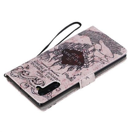 For Galaxy Note 10 Painted Pattern Horizontal Flip Leather Case, with Wallet & Holder & Card Slots & Lanyard(Castle)-garmade.com