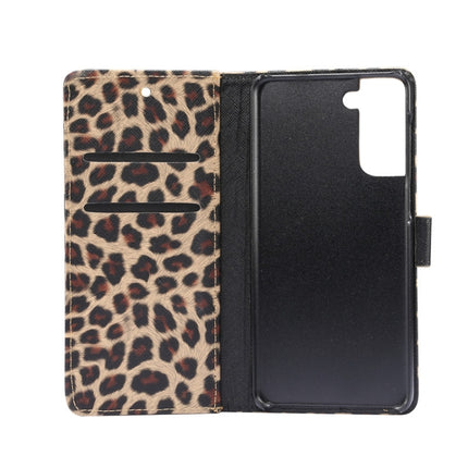 For Samsung Galaxy S21 5G Leopard Pattern Horizontal Flip Leather Case with Holder & Card Slots(Yellow)-garmade.com