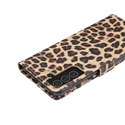 For Samsung Galaxy S21 5G Leopard Pattern Horizontal Flip Leather Case with Holder & Card Slots(Yellow)-garmade.com