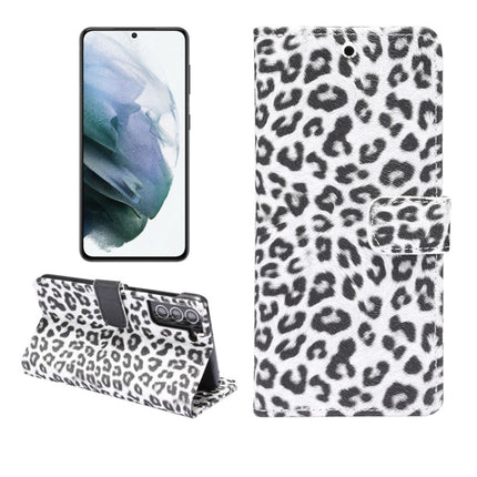 For Samsung Galaxy S21 5G Leopard Pattern Horizontal Flip Leather Case with Holder & Card Slots(White)-garmade.com