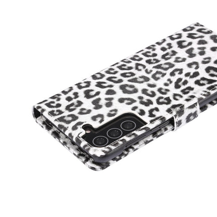 For Samsung Galaxy S21 5G Leopard Pattern Horizontal Flip Leather Case with Holder & Card Slots(White)-garmade.com