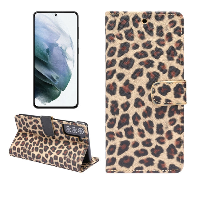 For Samsung Galaxy S21+ 5G Leopard Pattern Horizontal Flip Leather Case with Holder & Card Slots(Yellow)-garmade.com
