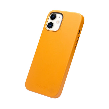 QIALINO Nappa Leather Shockproof Magsafe Case For iPhone 12 mini(Yellow)-garmade.com