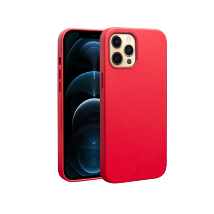 QIALINO Nappa Leather Shockproof Magsafe Case For iPhone 12 Pro Max(Red)-garmade.com