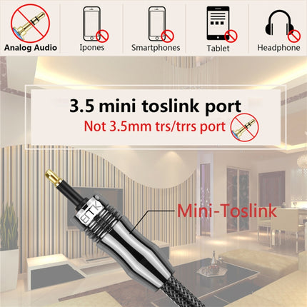 EMK OD6.0mm 3.5mm Digital Sound Toslink to Mini Toslink Digital Optical Audio Cable, Length:1.5m-garmade.com