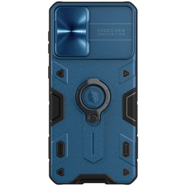 For Samsung Galaxy S21+ 5G NILLKIN Shockproof CamShield Armor Protective Case with Invisible Ring Holder(Blue)-garmade.com