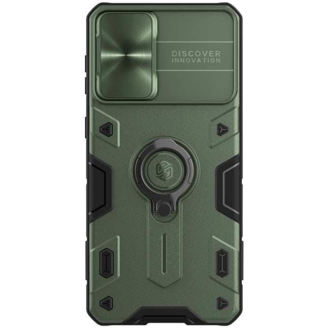 For Samsung Galaxy S21+ 5G NILLKIN Shockproof CamShield Armor Protective Case with Invisible Ring Holder(Green)-garmade.com