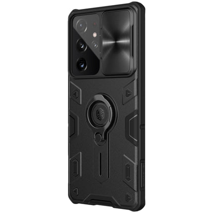 For Samsung Galaxy S21 Ultra 5G NILLKIN Shockproof CamShield Armor Protective Case with Invisible Ring Holder(Black)-garmade.com