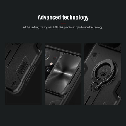 For Samsung Galaxy S21 Ultra 5G NILLKIN Shockproof CamShield Armor Protective Case with Invisible Ring Holder(Black)-garmade.com