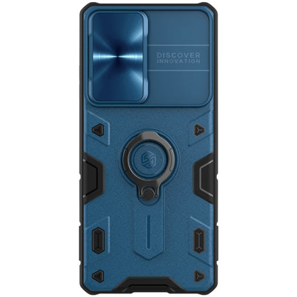 For Samsung Galaxy S21 Ultra 5G NILLKIN Shockproof CamShield Armor Protective Case with Invisible Ring Holder(Blue)-garmade.com