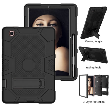 For Samsung Galaxy Tab S6 Lite P610 Contrast Color Robot Shockproof Silicone + PC Protective Case with Holder (Black)-garmade.com