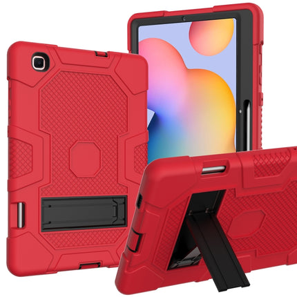 For Samsung Galaxy Tab S6 Lite P610 Contrast Color Robot Shockproof Silicone + PC Protective Case with Holder (Red Black)-garmade.com