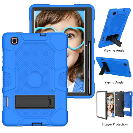 For Samsung Galaxy Tab S6 Lite P610 Contrast Color Robot Shockproof Silicone + PC Protective Case with Holder (Dark Blue Black)-garmade.com