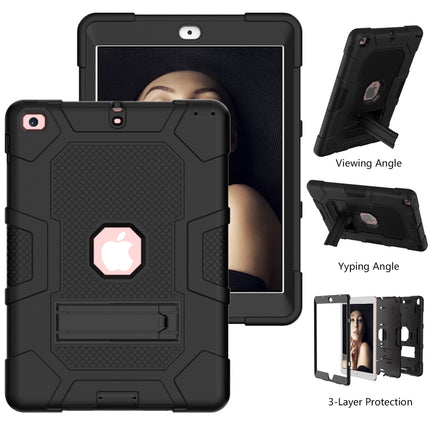 Contrast Color Robot Shockproof Silicone + PC Protective Case with Holder For iPad 9.7 (2018 / 2017)(Black)-garmade.com