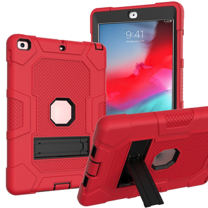 Contrast Color Robot Shockproof Silicone + PC Protective Case with Holder For iPad 9.7 (2018 / 2017)(Red Black)-garmade.com
