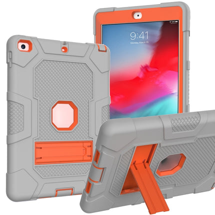 Contrast Color Robot Shockproof Silicone + PC Protective Case with Holder For iPad 9.7 (2018 / 2017)(Grey Orange)-garmade.com