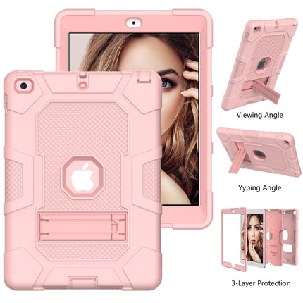 Contrast Color Robot Shockproof Silicone + PC Protective Case with Holder For iPad 9.7 (2018 / 2017)(Rose Gold)-garmade.com