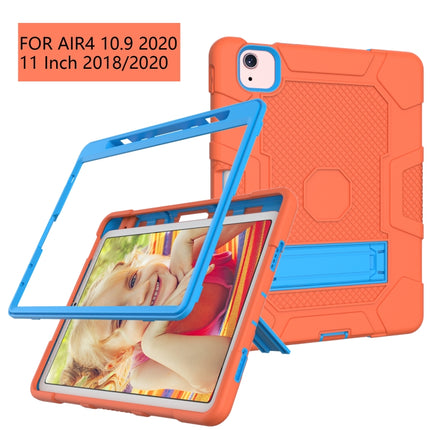 Contrast Color Robot Shockproof Silicone + PC Protective Case with Holder For iPad Air 2022 / 2020 10.9 inch(Orange Blue)-garmade.com