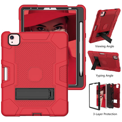 Contrast Color Robot Shockproof Silicone + PC Protective Case with Holder For iPad Air 2022 / 2020 10.9 inch(Red Black)-garmade.com