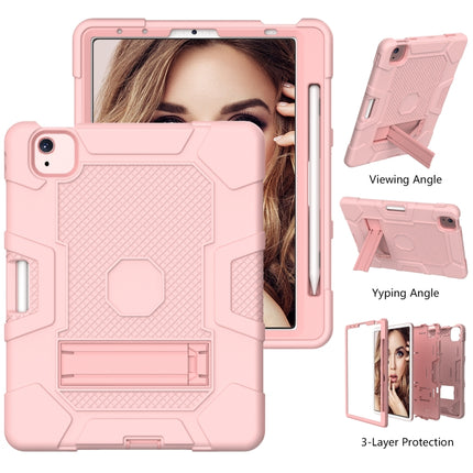 Contrast Color Robot Shockproof Silicone + PC Protective Case with Holder For iPad Air 2022 / 2020 10.9 inch(Rose Gold)-garmade.com