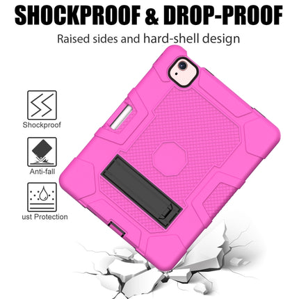 Contrast Color Robot Shockproof Silicone + PC Protective Case with Holder For iPad Air 2022 / 2020 10.9 inch(Rose Red Black)-garmade.com
