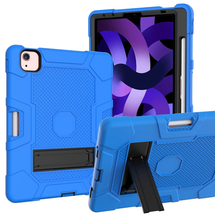 Contrast Color Robot Shockproof Silicone + PC Protective Case with Holder For iPad Air 2022 / 2020 10.9 inch(Dark Blue Black)-garmade.com